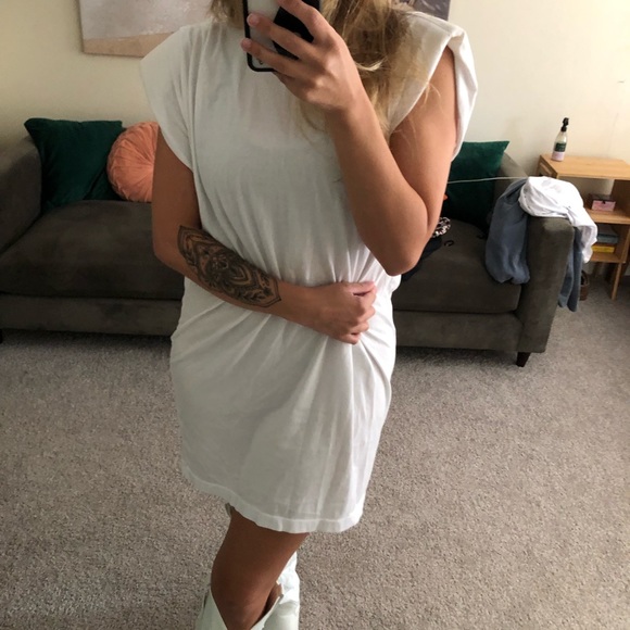 Stateside Oversized Shoulder Pad Dress - White - Picture 3 of 7